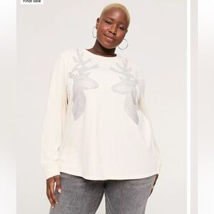 Lane Bryant Embellished Reindeer Graphic Side-Slit
Sweatshirt Size 22/24 NWT